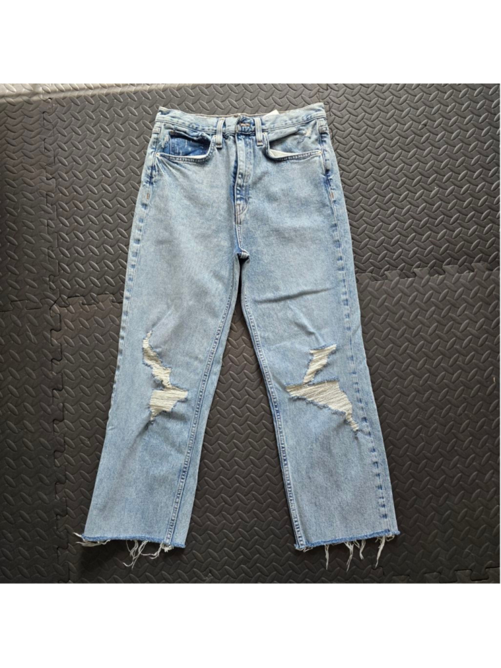 Women's Hudson Light Blue Distressed Straight Leg Jeans Size 27